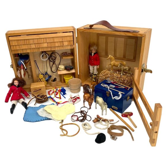 Breyer Other - Breyer Brown Vintage Horse Barn Playset | Includes Dolls & Accessories
